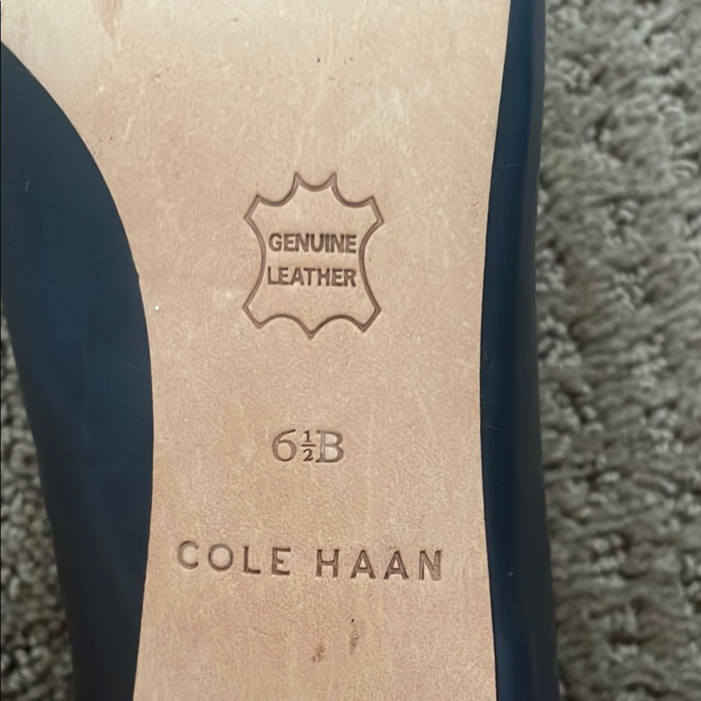 Cole Haan Navy Leather Kitten Heel Pumps - Picture 4 of 6